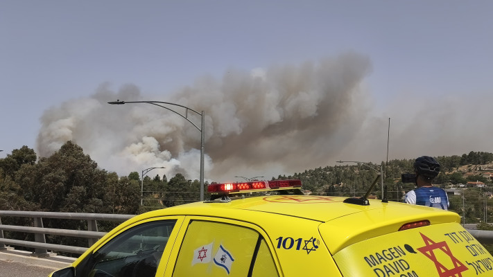 שריפות בהרי יהודה (צילום: דוברות מד''א)