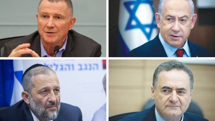 ישראל כ''ץ, בנימין נתניהו, יולי אדלשטיין, ארה דרעי (צילום: יונתן זינדל פלאש 90,נועם מושקוביץ, פלאש 90)