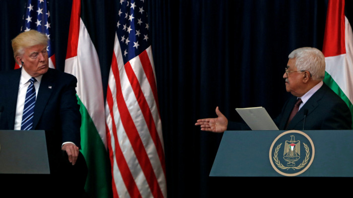 דונלד טראמפ, אבו מאזן (צילום: REUTERS/Mohamad Torokman)