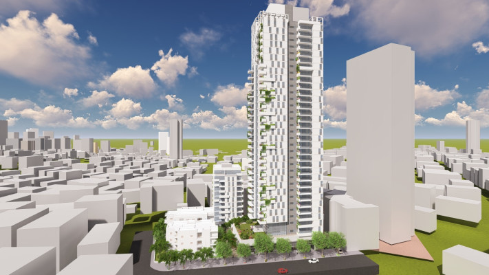 התחדשות עירונית בקריניצי וז'בוטינסקי ברמת גן  (צילום: ניר-קוץ אדריכלים)