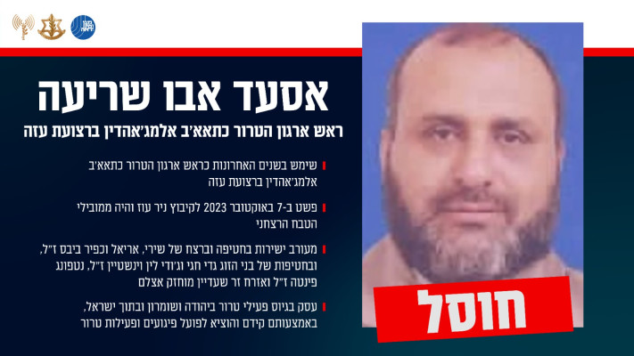 חיסולו של המחבל אסעד אבו שריעה (צילום: דובר צה''ל)