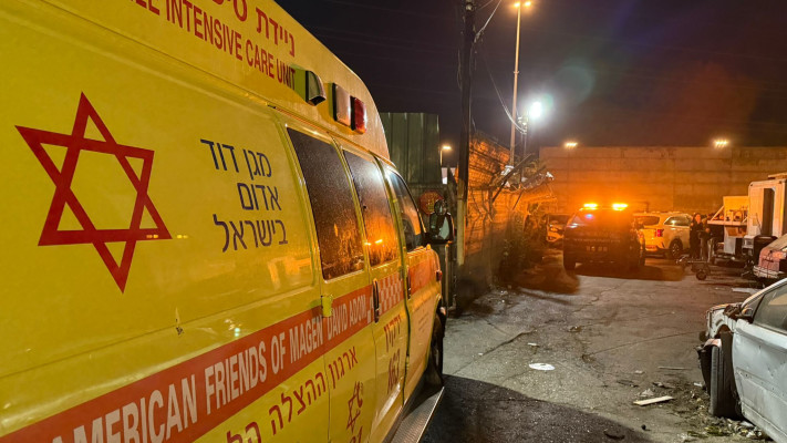אמבולנס מד''א בזירת רצח בתל אביב (צילום: תיעוד מבצעי מד''א)