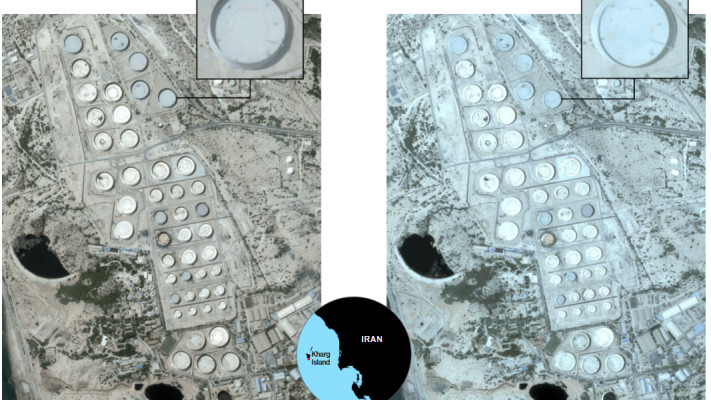 ניתוח מחסני הנפט האיראניים, בלומברג (צילום: Planet labs)