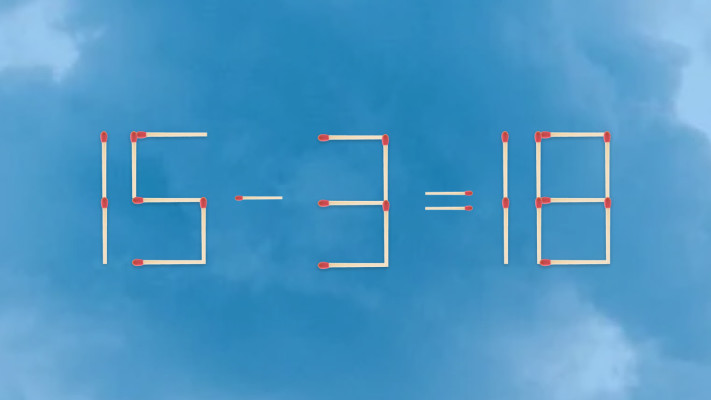 האם תצליחו לפתור את המשוואה באמצעות הזזת גפרור אחד בלבד?