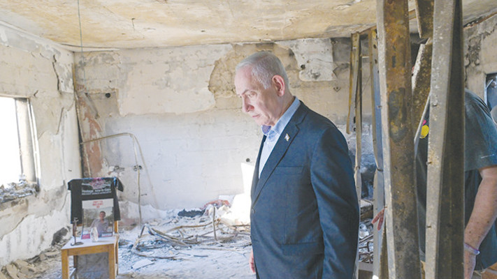 ביקור נתניהו בניר עוז (צילום: קובי גדעון לע''מ)