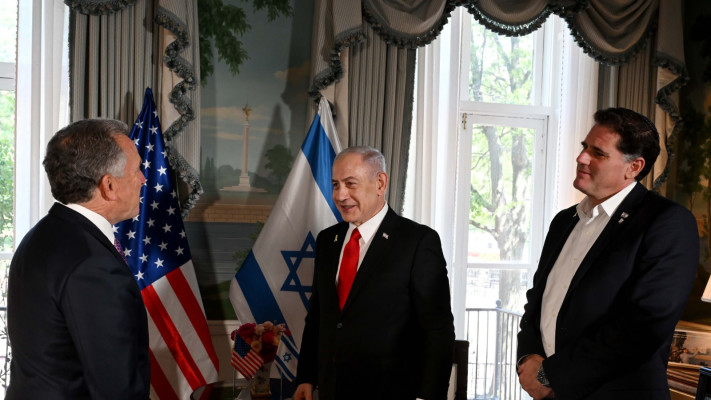 בנימין נתניהו וסטיב וויטקוף בוושינגטון (צילום: אבי אוחיון, לעמ)