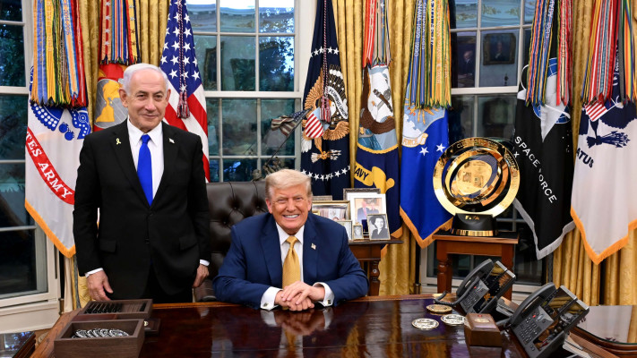 דונלד טראמפ, בנימין נתניהו (צילום: אבי אוחיון, לע''מ)