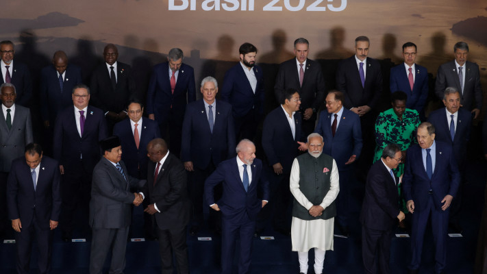 מנהיגי קבוצת BRICS (צילום: REUTERS/Ricardo Moraes)