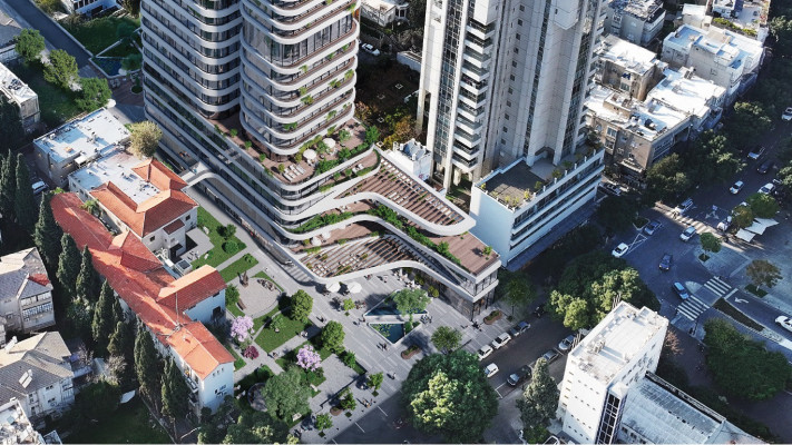 מגדל 38 קומות יוקם ברחוב ביאליק ברמת גן  (צילום: הדמיה: מילוסלבסקי אדריכלים)