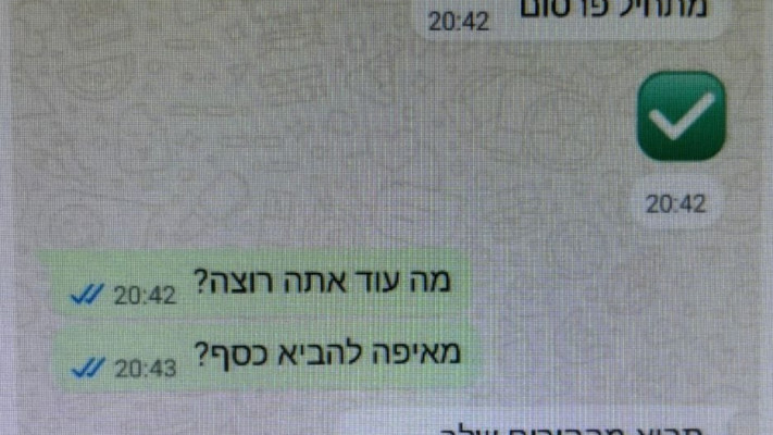 צ'אט של החשוד עם אחד הגברים (צילום: דוברות המשטרה)