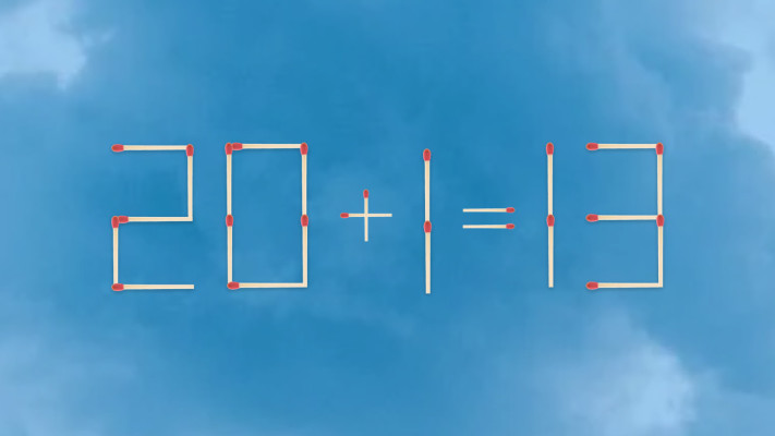 האם תצליחו לפתור את המשוואה באמצעות הזזת גפרור אחד בלבד?