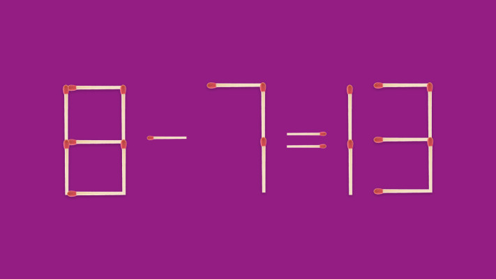 האם תצליחו לפתור את המשוואה באמצעות הזזת גפרור אחד בלבד?