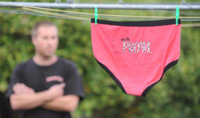 A serial underwear thief was apprehended by police because of a business card