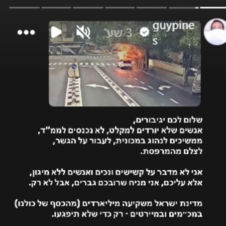 הסטורי של גיא פינס (צילום: מתוך אינסטגרם)