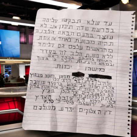המכתב שהושאר במערכת של חדשות 12 בתל אביב (צילום: באדיבות חדשות 12)