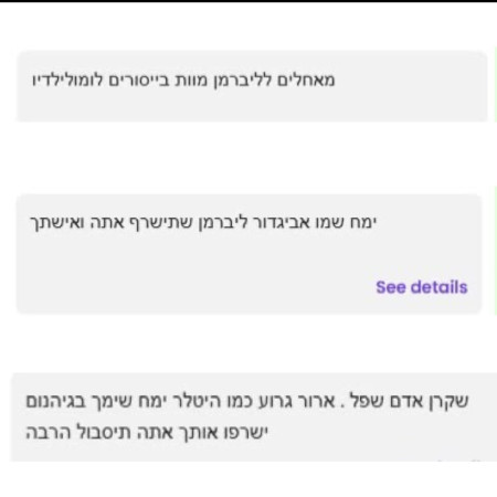 איומים נגד אביגדור ליברמן ברשת
