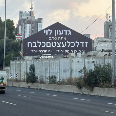 השלט נגד גדעון לוי שהציב גיא איתן (צילום: צילום מסך מתוך האינסטגרם)
