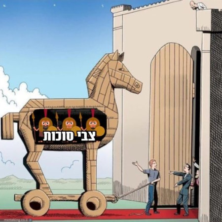 המים על צבי סוכות, סוס טוריאני (צילום: צילום מסך פייסבוק)