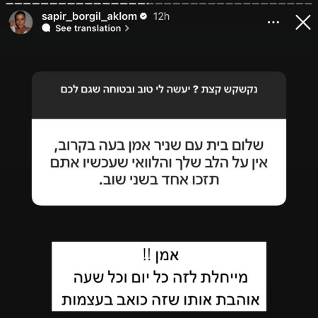 הסטורי של ספיר בורגיל (צילום: מתוך אינסטגרם)