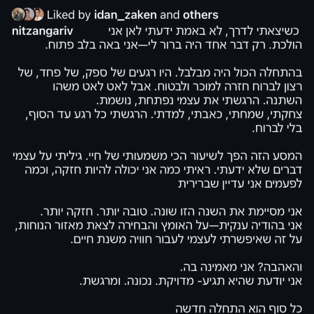 הפוסט של ניצן גריב (צילום: מתוך אינסטגרם)