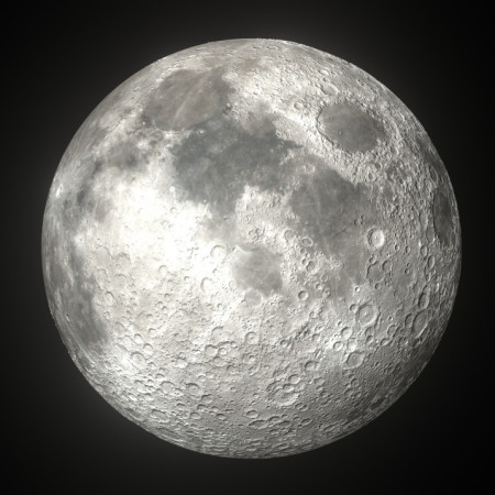 ירח מלא בשמיים. מכתשים נראים היטב