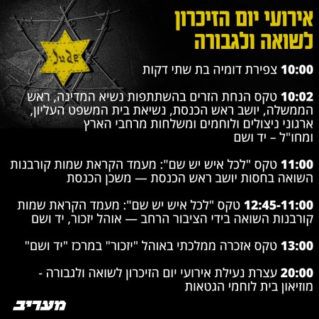 אירוע יום הזיכרון לשואה ולגבורה (צילום: מעריב אונליין)