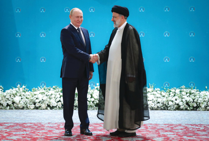 פוטין מתארח אצל מנהיג איראן חמנאי בטהרן ביולי 2022 (צילום: רויטרס)