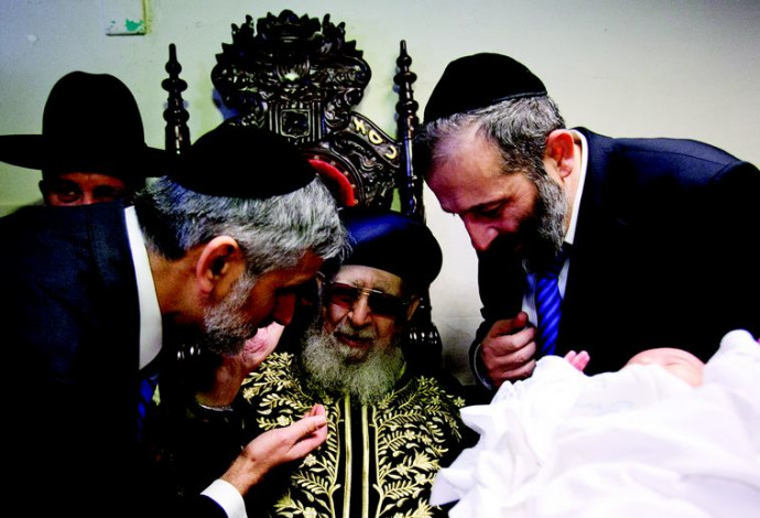 הרב עובדיה, דרעי וישי בתקופת האחדות (צילום:  יונתן סינדל, פלאש 90)