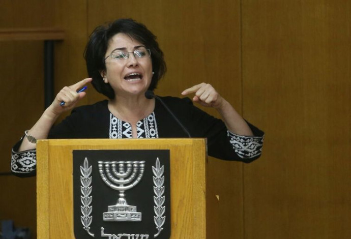 חנין זועבי נואמת בוועדת הבחירות (צילום:  מרק ישראל סלם)