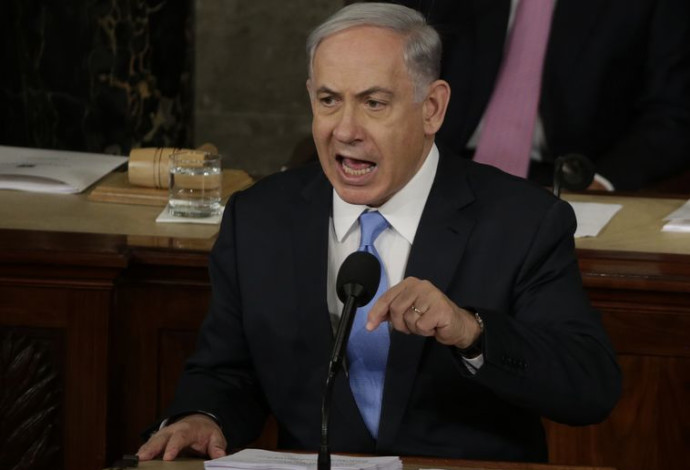 נתניהו נואם בקונגרס (צילום:  רויטרס)