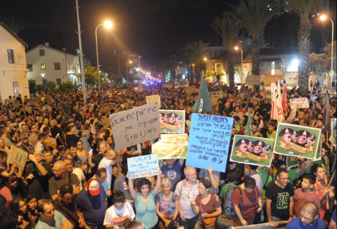 ההפגנה נגד מתווה הגז (צילום:  אבשלום ששוני)