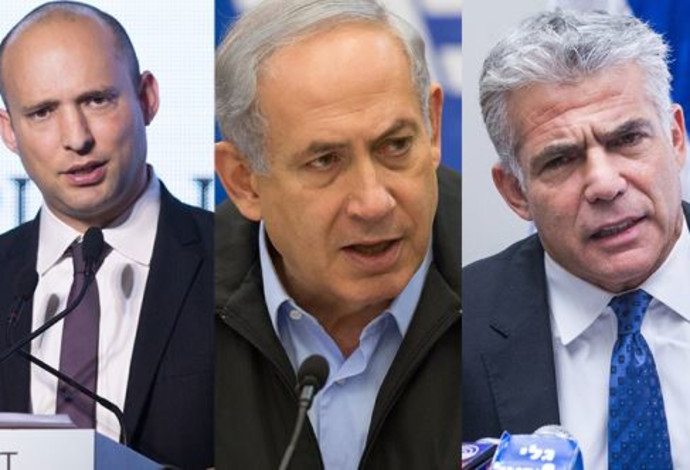 יאיר לפיד, בנימין נתניהו, נפתלי בנט (צילום:  פלאש 90)
