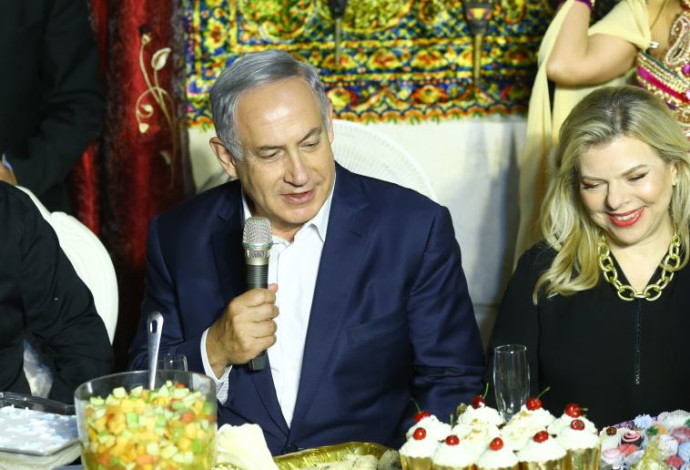 שרה ובנימין נתניהו בחגיגות המימונה (צילום:  פלאש 90)
