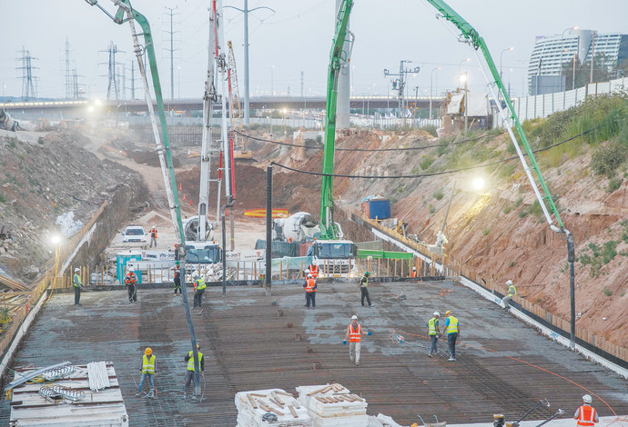 עבודות הרכבת הקלה בתל אביב (צילום:  נת"ע)