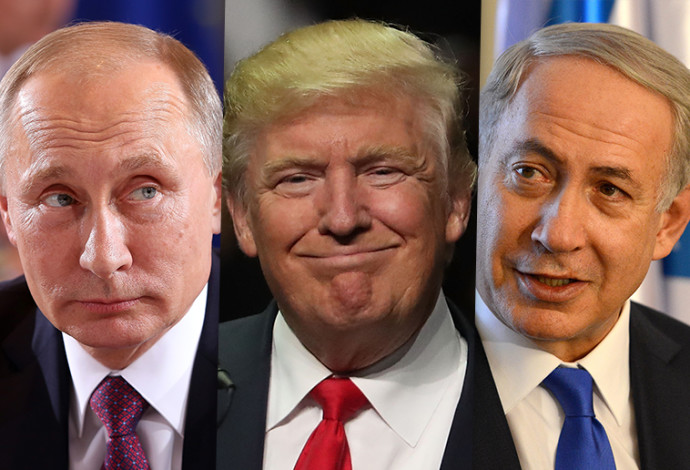 בנימין נתניהו, דונלד טראמפ, ולדימיר פוטין (צילום:  Getty images)