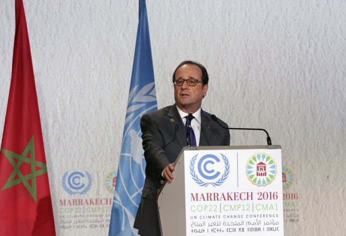 נשיא צרפת פרנסואה הולנד בוועידת האקלים, מרקש (צילום:  רויטרס)