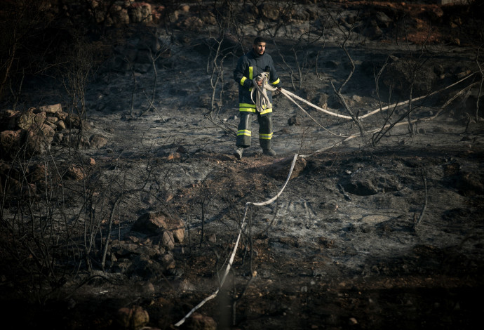 השריפה בנטף (צילום:  יונתן זינדל, פלאש 90)