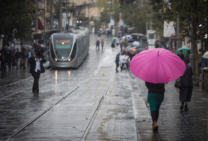 גשם בירושלים (צילום:  הדס פרוש , פלאש 90)