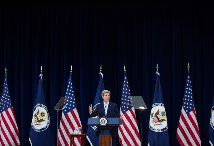 ג'ון קרי בנאומו המדיני האחרון (צילום:  AFP)