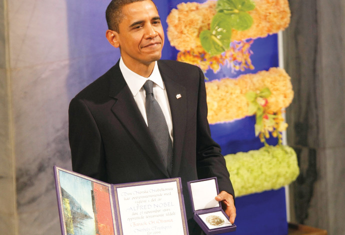 ברק אובמה, מקבל פרס נובל לשלום (צילום:  רויטרס)