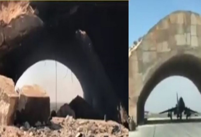בסיס חיל האוויר הסורי - לפני ואחרי (צילום:  רשתות הערביות)