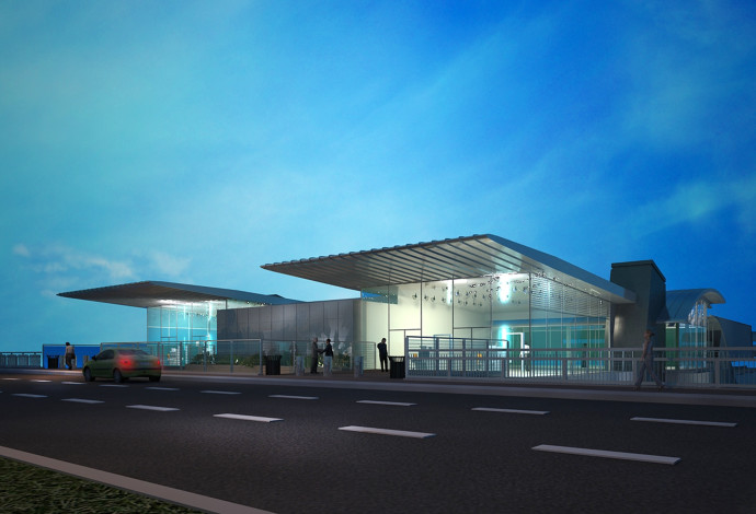 הדמיית הטרמינל החדש בתחנת סבידור מרכז (צילום:  רכבת ישראל)