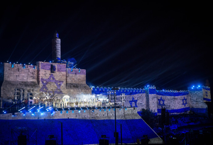 יום ירושלים 2017, מופע אור קולי בעיר העתיקה (צילום:  הדס פרוש, פלאש 90)