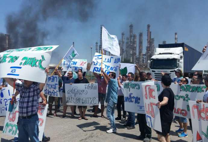הפגנת עובדי חיפה כימיקלים צפון (צילום:  כוח לעובדים)