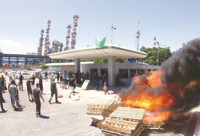 הפגנה מחוץ לחיפה כימיקלים (צילום:  באסל עווידאת, פלאש 90)
