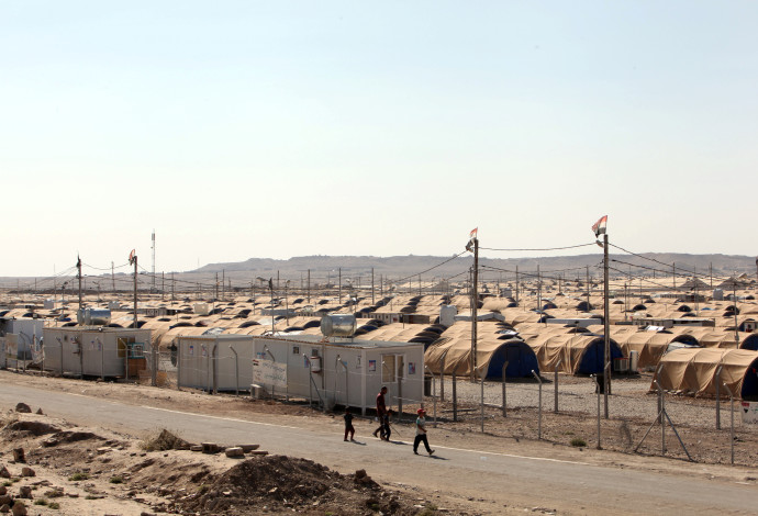 המחנה בו מוחזקים בני משפחות אנשי דאעש מדרום למוסול (צילום:  רויטרס)