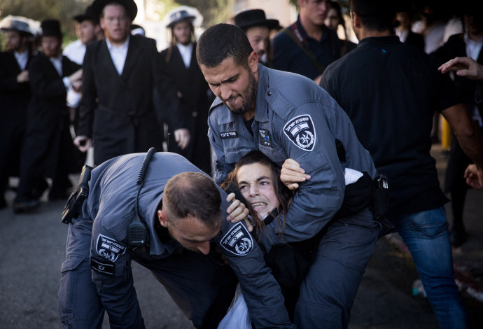 הפגנות חרדים בירושלים (צילום:  יונתן זינדל)