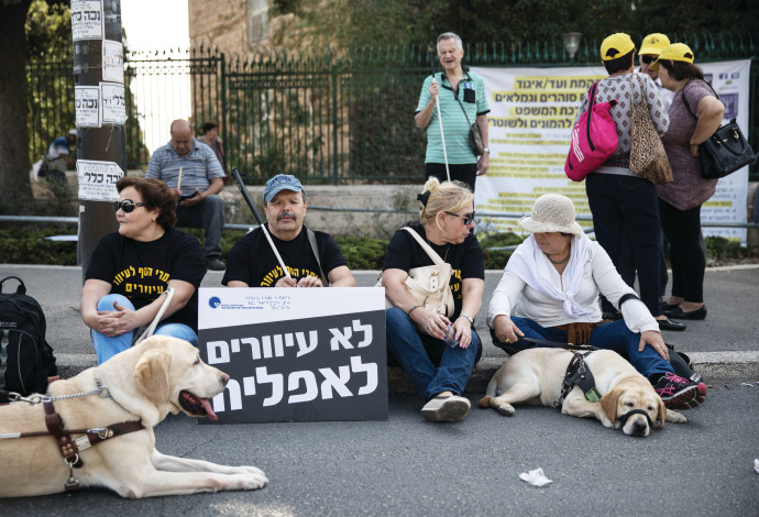 מחאת העיוורים מול הכנסת (צילום:  הדס פרוש , פלאש 90)