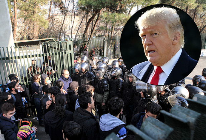 הפגנות באיראן נגד השלטון, דונלד טראמפ (צילום:  AFP,Getty images)