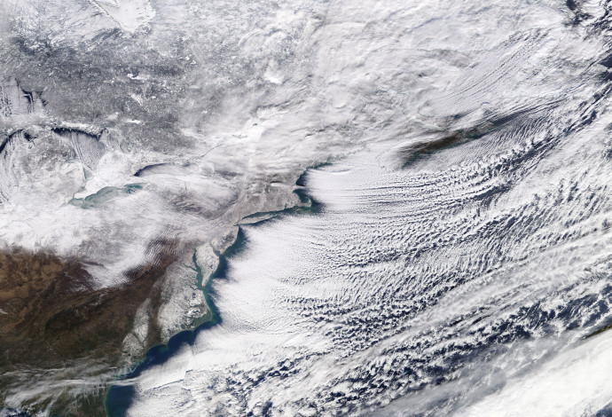 הסופה שכיסתה את מזרח ארה"ב וקנדה נראית בצילום של נאס"א (צילום:  רויטרס)